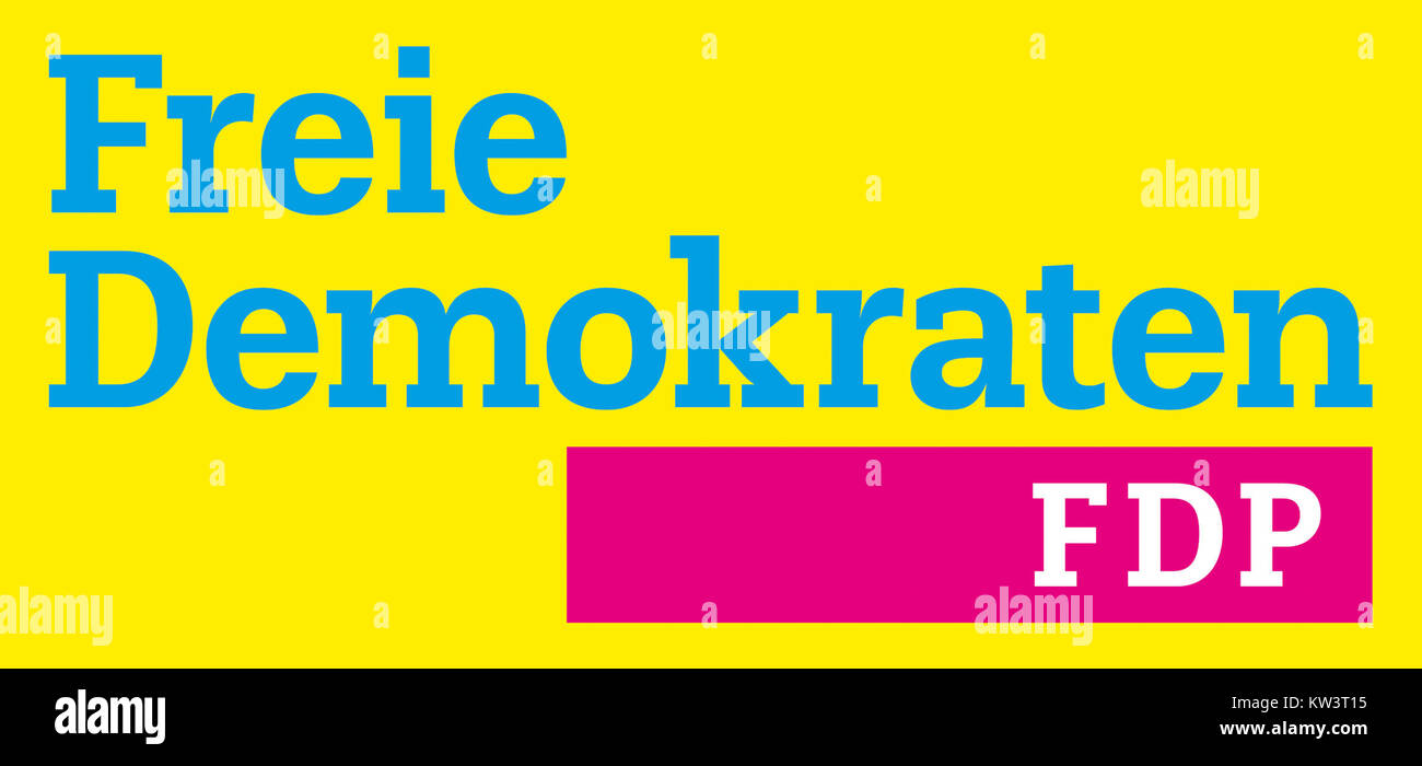 Logo der FDP, einer politischen Partei in Deutschland, die für ihre liberale Politik bekannt ist. Stockfoto