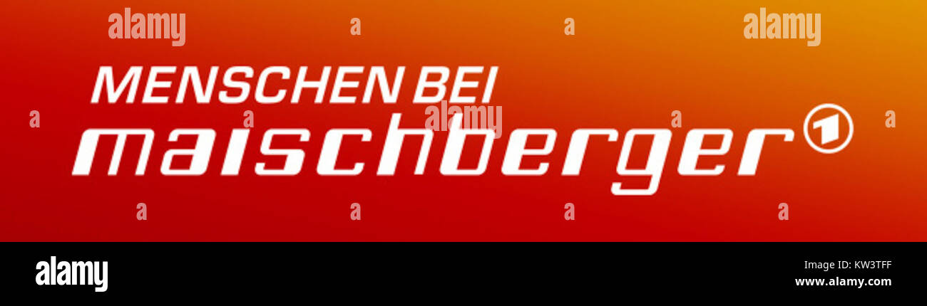 Das Logo der Talkshow „Menschen bei Maischberger“ mit Diskussionen zu sozialen, politischen und kulturellen Themen, moderiert von Sandra Maischberger. Stockfoto