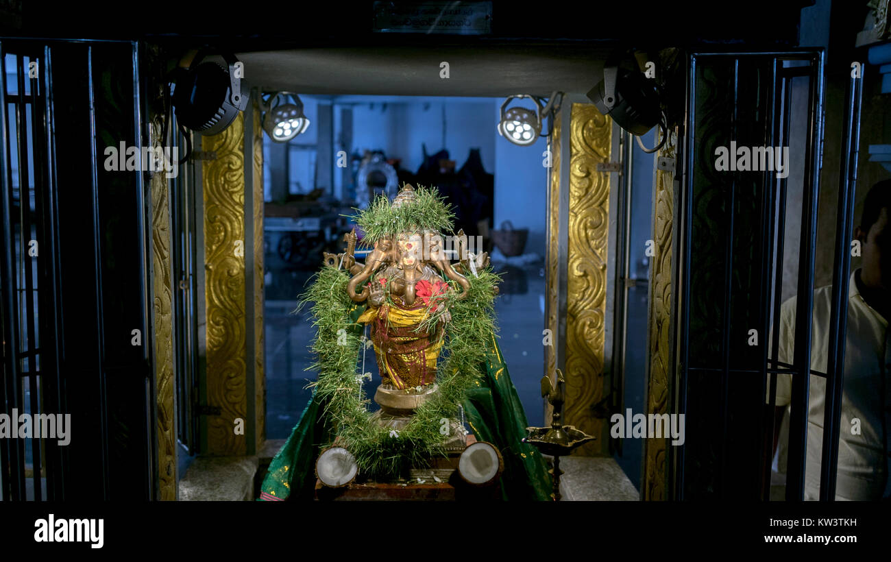 Statue von Lord Ganesh in Sri Muthu Vinayakar Swamy Kovil. Hindu Tempel zu Lord Ganesh gewidmet. Meer Straße, Pettah, Colombo, Sri Lanka Stockfoto