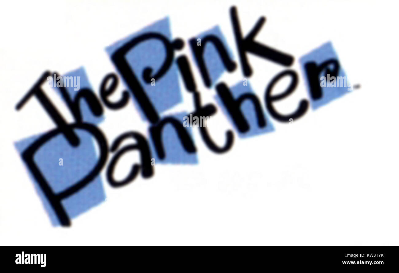 Das Pink Panther Logo repräsentiert die ikonische Figur aus der Zeichentrickserie und dem Film, die für ihre komödiantische und verspielte Natur bekannt ist. Stockfoto
