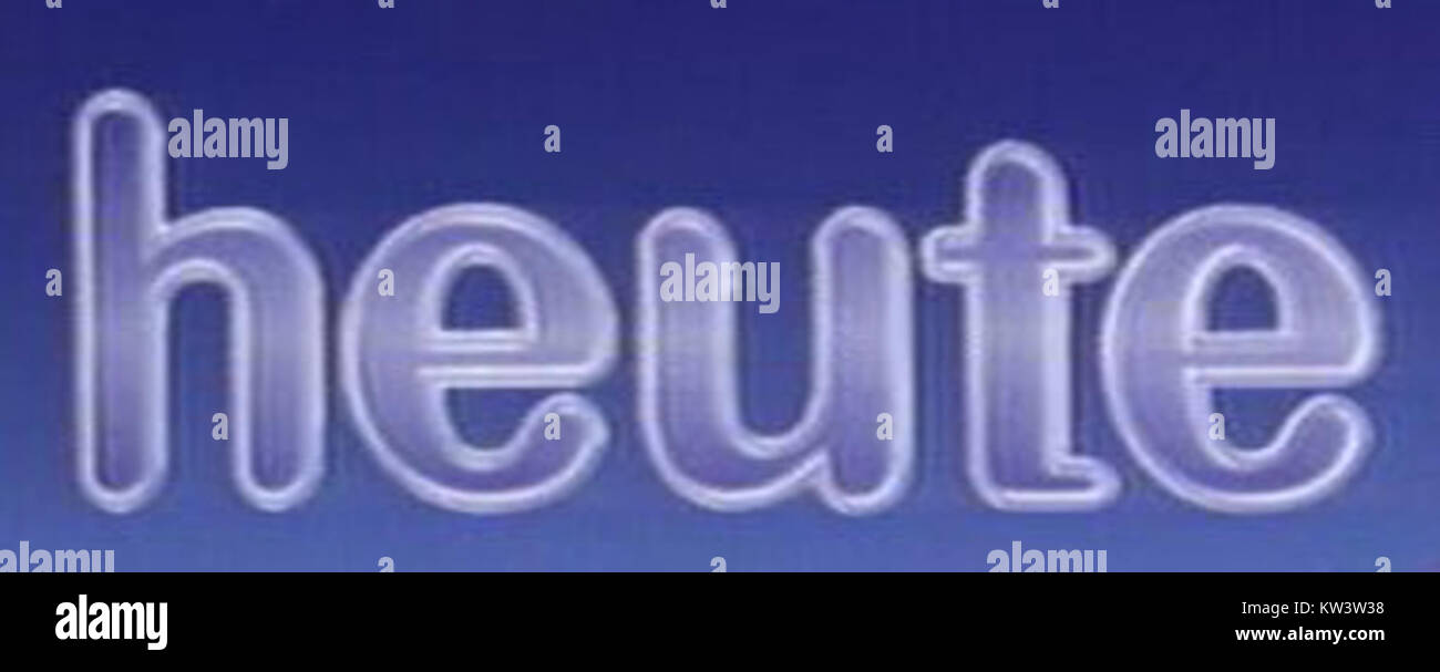 Das *ZDF heute*-Logo von 1990 repräsentiert die Nachrichtensendung des öffentlich-rechtlichen Fernsehsenders. Sie symbolisiert die Rolle der Sendung bei der Bereitstellung nationaler und internationaler Nachrichten und spiegelt journalistische Standards in Deutschland wider. Stockfoto