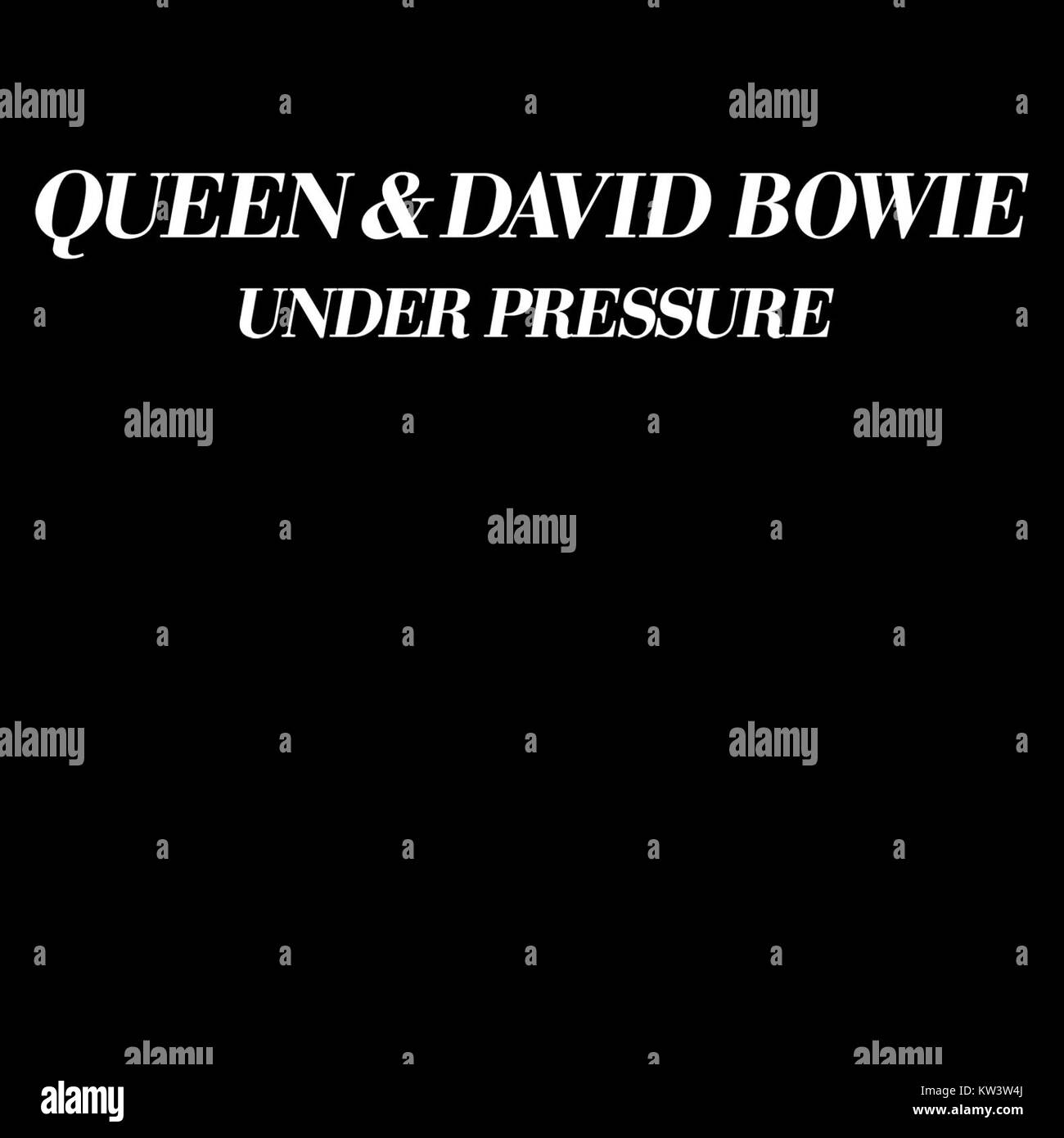Under Pressure ist eine Zusammenarbeit zwischen Queen und David Bowie, die 1981 veröffentlicht wurde. Der Song wurde zu einem großen Hit, der Rock- und Pop-Elemente mit tiefgreifenden Texten über menschliche Kämpfe vermischte. Stockfoto