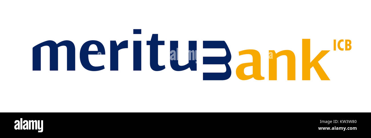 Das Logo der Meritum Bank steht für institutionâ das Markenzeichen der Finanzbranche und symbolisiert Vertrauen und Sicherheit im Bankensektor. Sie spiegelt die Rolle der Bank bei der Erbringung von Finanzdienstleistungen wider. Stockfoto