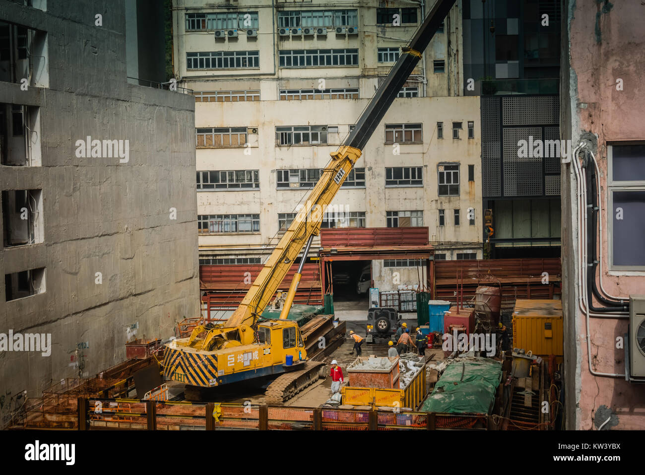 Baukran in Hongkong Stockfoto