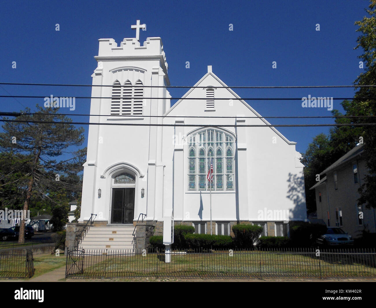 Die Blakely Baptist Church in Blakely, Pennsylvania, ist ein Ort der Anbetung mit einer langen Geschichte in der Gemeinde. Die Kirche spielt eine bedeutende Rolle im lokalen religiösen Leben und ist seit vielen Jahren ein Zentrum für spirituelle Versammlungen. Stockfoto