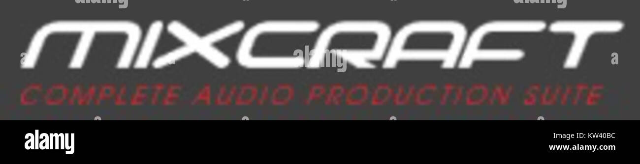 Das Mixcraft Logo steht für eine DAW-Software (Digital Audio Workstation), die für die Musikproduktion, Aufnahme, Bearbeitung und Abmischung verwendet wird. Es ist bekannt für seine benutzerfreundliche Oberfläche und seine leistungsstarken Funktionen. Stockfoto