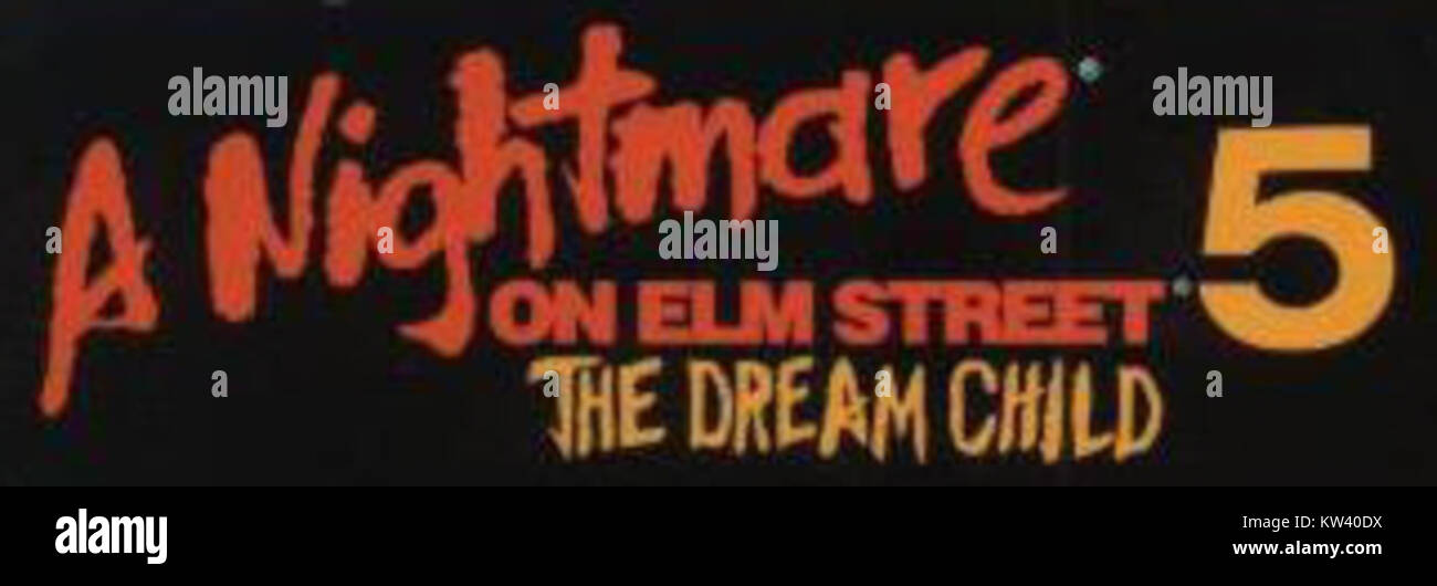 Nightmare on Elm Street 5, veröffentlicht 1989, ist der fünfte Teil der legendären Horrorserie, die sich um Freddy Krueger dreht, eine Figur, die die Träume seiner Opfer verfolgt. Stockfoto