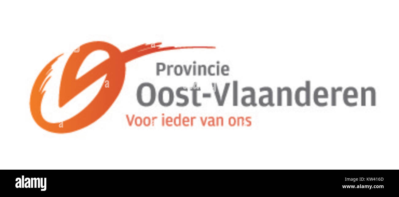 Das Logo Provincie Oost Vlaanderen steht für das offizielle Emblem Ostflanders in Belgien und symbolisiert die kulturelle und administrative Identität der Region. Stockfoto
