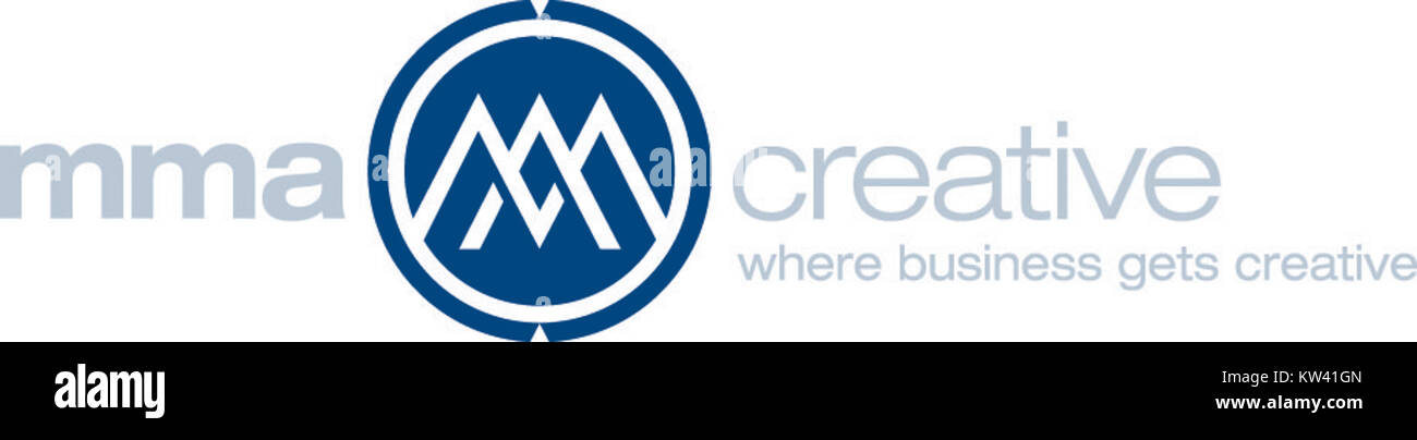 Das MMA Creative Logo steht für die Markenidentität von MMA Creative, einem Unternehmen, das sich auf Design- und Kreativdienstleistungen spezialisiert hat. Das Logo spiegelt ihren innovativen Ansatz für Kreativität und Designlösungen wider. Stockfoto