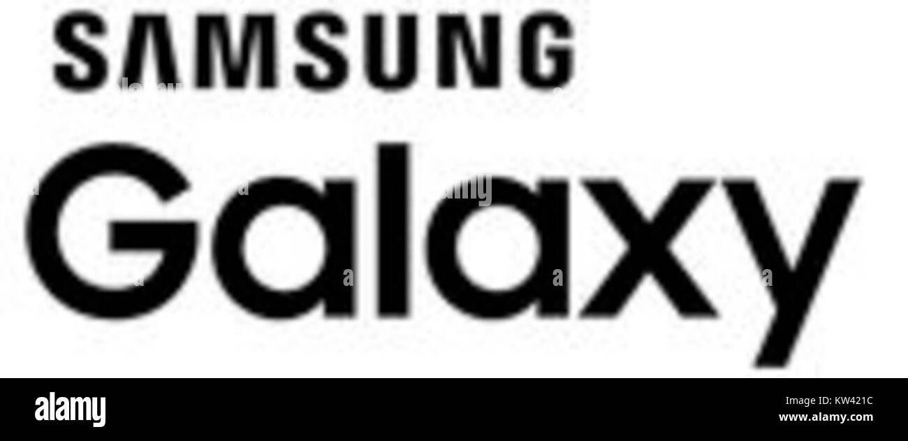 Das 2015 eingeführte Samsung Galaxy Logo repräsentiert die Smartphone-Serie der Marke. Dieses ikonische Logo steht in Verbindung mit den Innovationen von Samsungâ in Sachen Mobiltechnologie und Design. Stockfoto