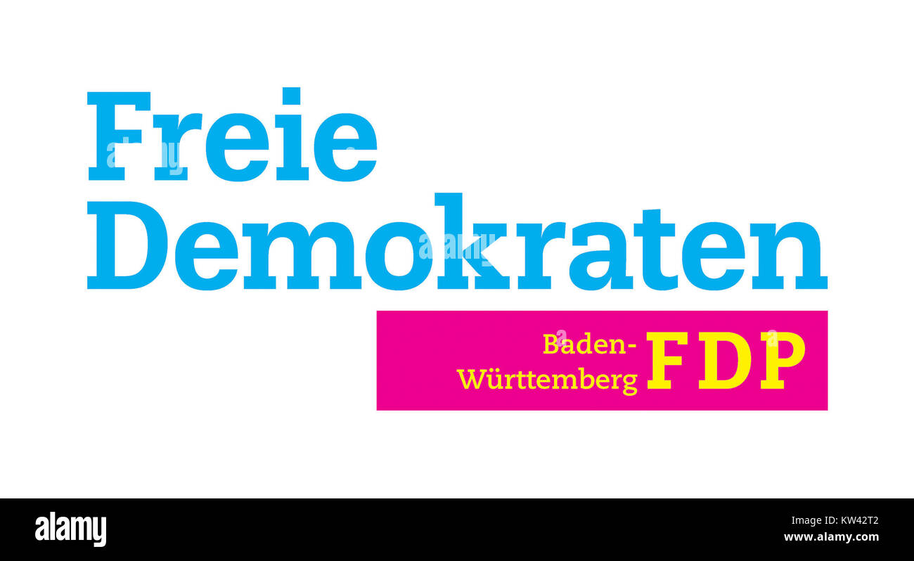Dies ist das Logo der FDP BW, der Freien Demokratischen Partei Baden-WÃ¼rttemberg, einer 2015 im Land aktiven Partei. Stockfoto