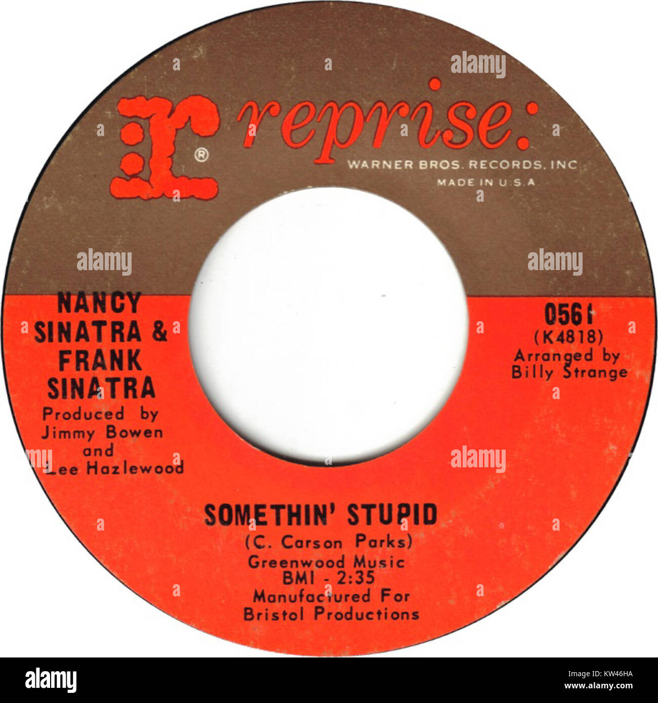 Something' Stupid ist ein klassischer Song von Frank und Nancy Sinatra, der erstmals 1967 veröffentlicht wurde. Das Duo zeigt ihre musikalische Zusammenarbeit und wurde zu einem Top-Hit der Charts. Stockfoto