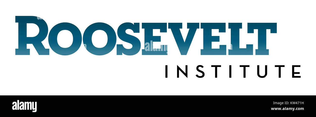 Das Roosevelt Institute Logo steht für eine Organisation, die sich für fortschrittliche politische Lösungen einsetzt. Das Institut konzentriert sich auf die Weiterentwicklung der Prinzipien des Vermächtnisses von Franklin und Eleanor Rooseveltâ. Stockfoto