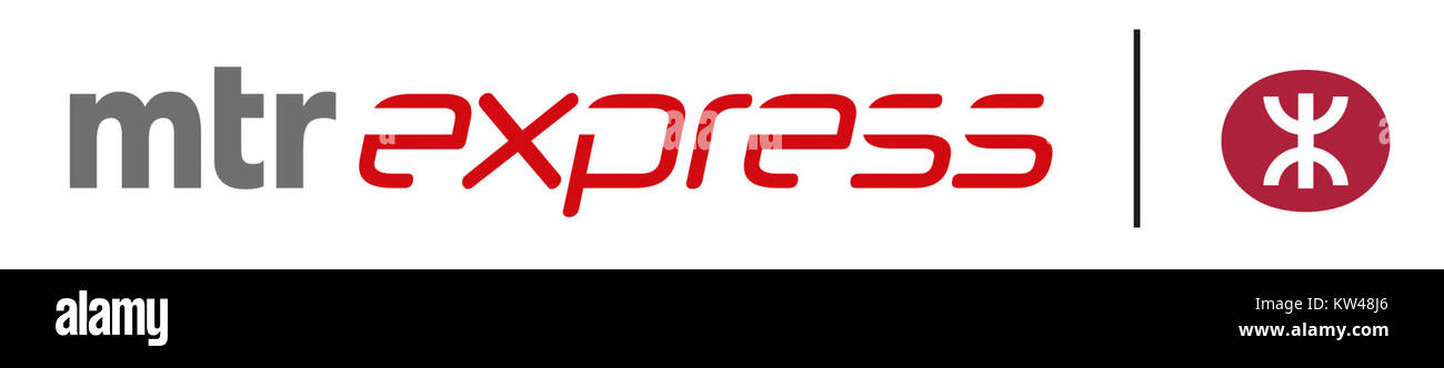 Das MTR Express-Logo steht für den schwedischen Eisenbahndienst, der wichtige Städte im ganzen Land verbindet und für seine Effizienz und Zuverlässigkeit im öffentlichen Verkehr bekannt ist. Stockfoto