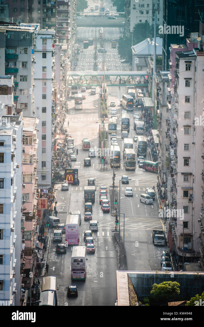 Hong Kong Straßen und Gebäude Stockfoto