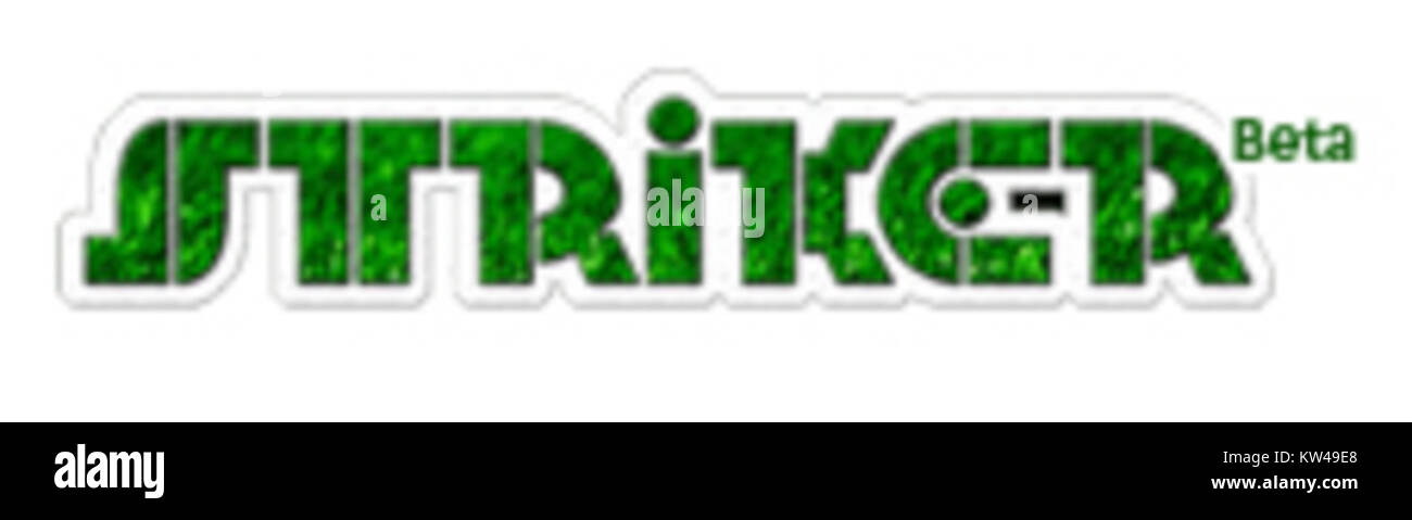 Das Striker Manager-Logo steht für ein Sportmanagement-Simulationsspiel, das sich auf Strategie, Management und Wettbewerb von Fußballteams konzentriert. Sie symbolisiert Führungsqualitäten, taktische Entscheidungen und das Management von Sportgeschäften. Stockfoto