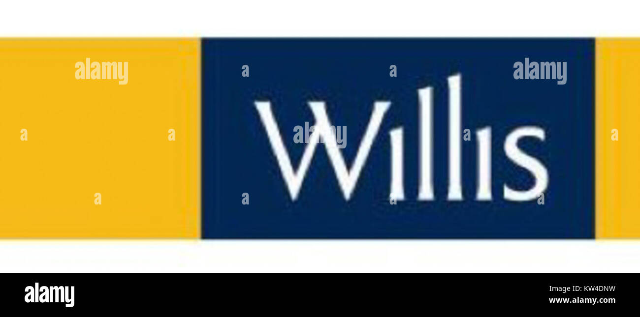 Das Willis-Logo repräsentiert den globalen Versicherungsmakler Willis Towers Watson. Das Logo ist bekannt für die Bereitstellung von Risikomanagement-Services und symbolisiert ihr Engagement für Finanzlösungen und Beratung für Unternehmen auf der ganzen Welt. Stockfoto