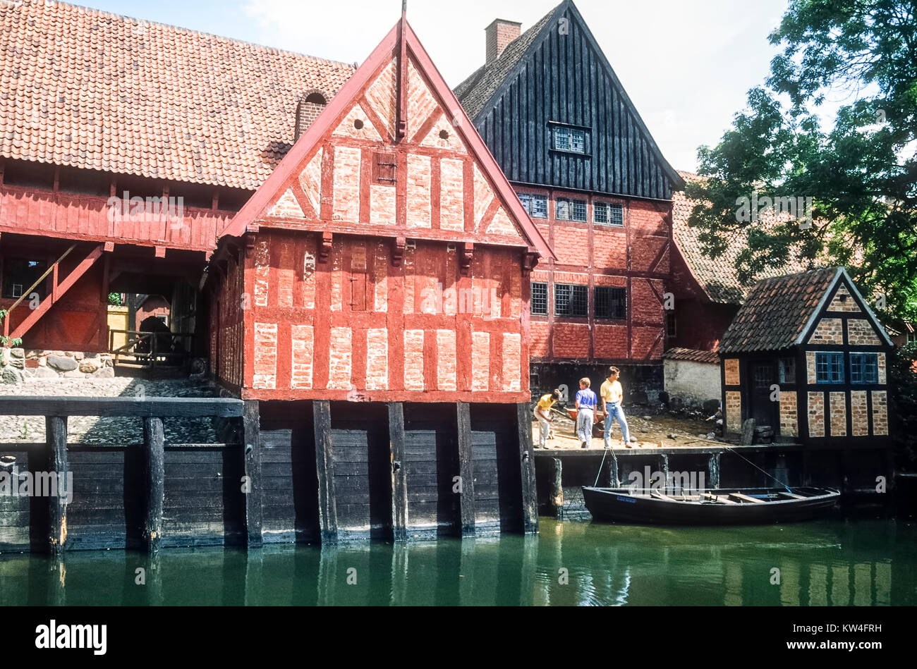Dänisches Fachwerkgebäude - gescannte Bilder aus 35mm-Transparenz. Stockfoto