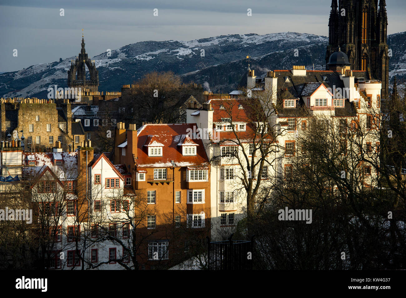 Ramsay Garten unterhalb Schloss Edinburgh in der castlehill Bereich der Altstadt von Edinburgh. Stockfoto