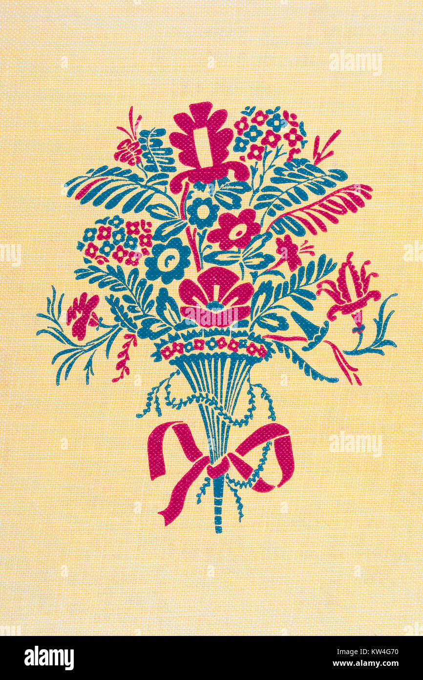 Vase und Blumen Dekoration, von der Abdeckung eines 1941 Erbe drücken Sie Nachdrucke Ausgabe von Durch das Schauen-glas und was Alice dort fand, Lewis Carroll. Stockfoto