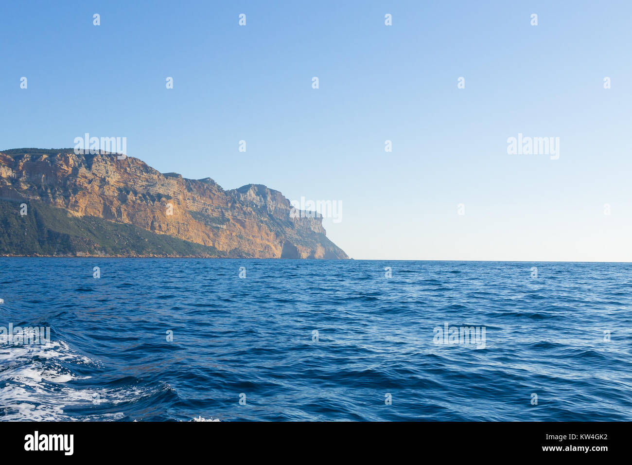 Cap Canaille Blick aus Meer, Frankreich. Französische höchste Klippe. Mittelmeer Stockfoto