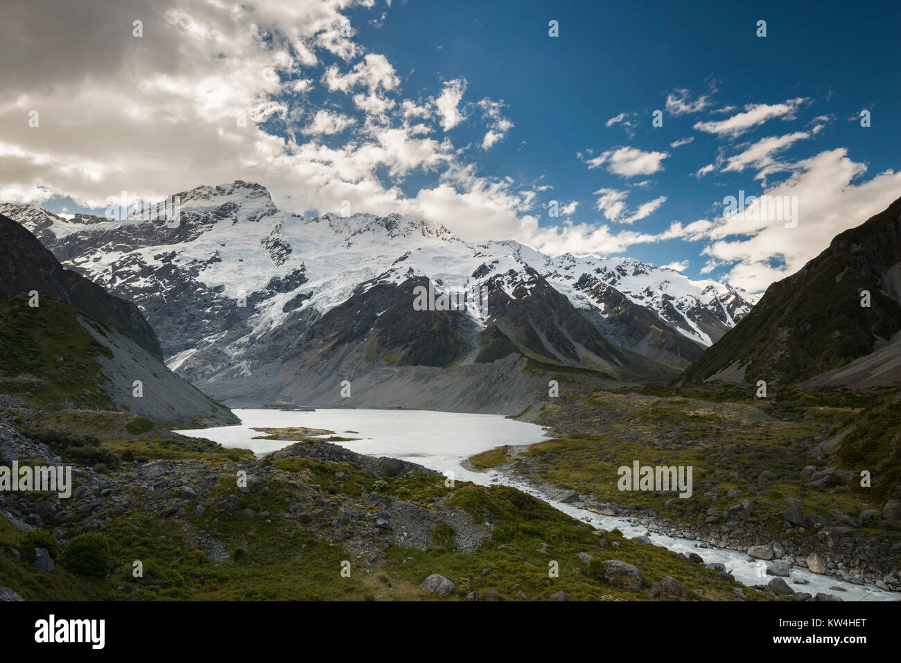 Mueller See mit Mount Sefton im Hintergrund, Neuseeland Stockfoto