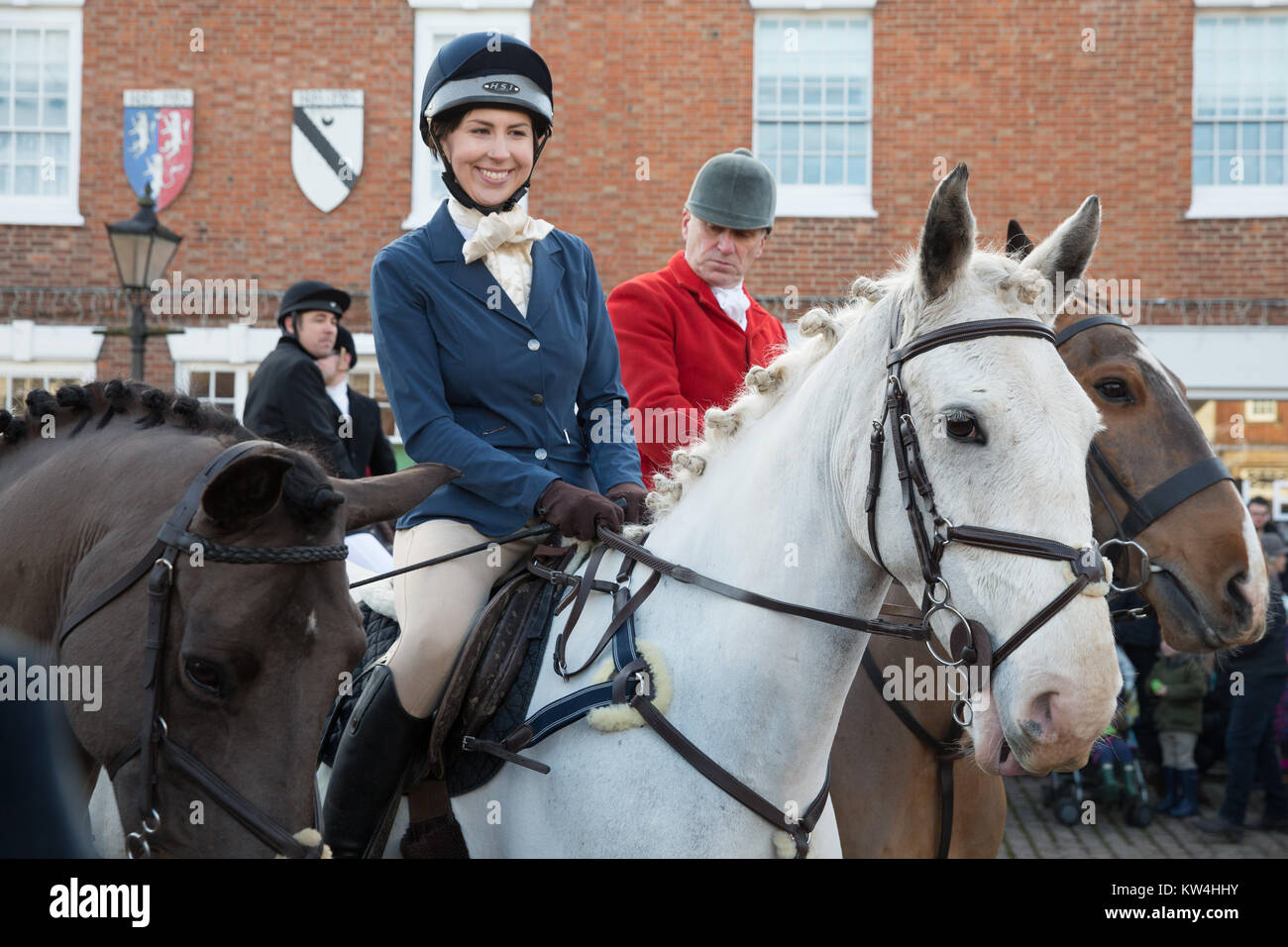 Atherstone Jagd treffen in Market Bosworth Leicestershire auf Boxing Day Stockfoto