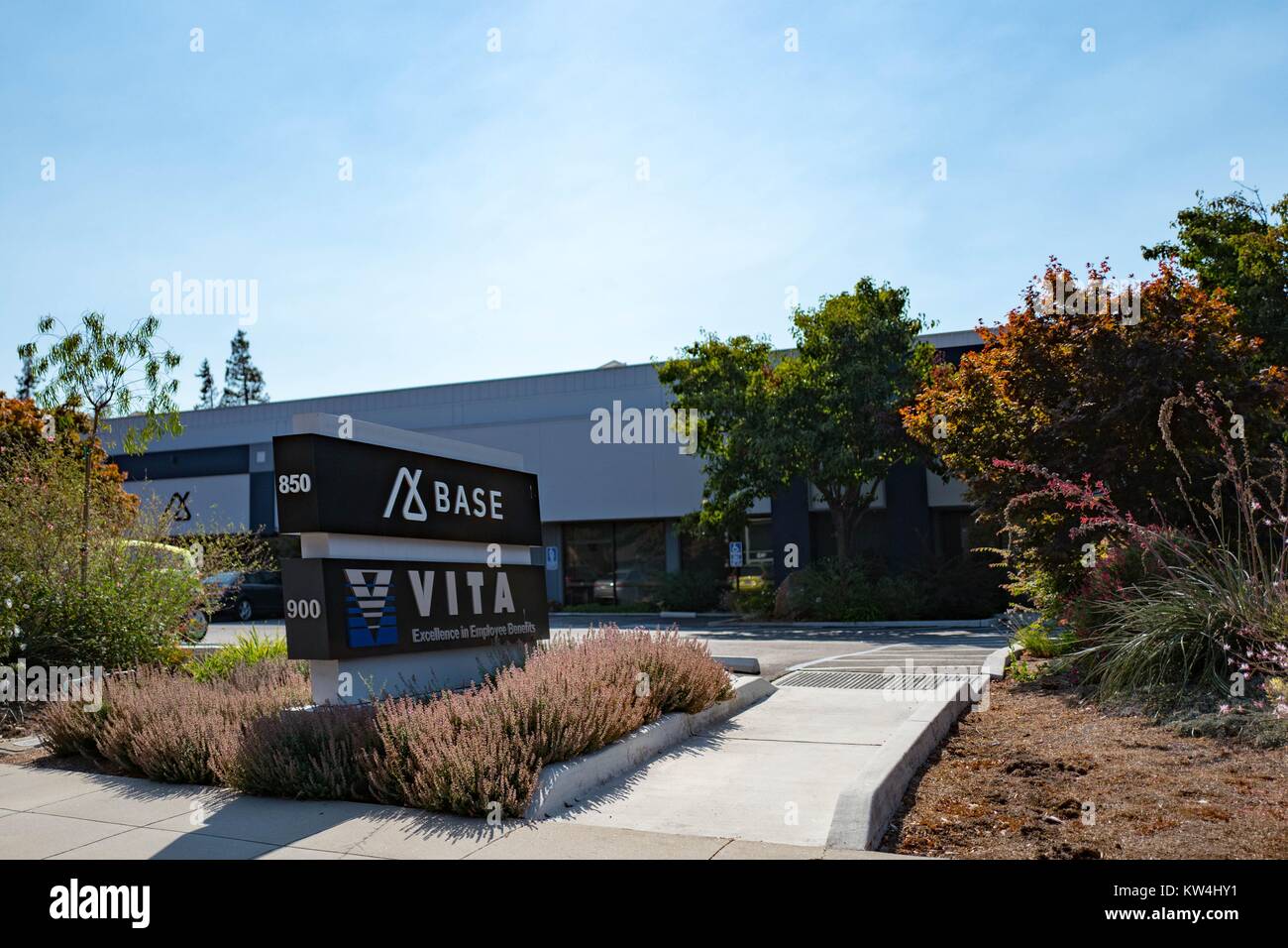 Signage für Customer Relationship Management Software Unternehmen Basis- und Human Resources Management Software Firma Vita im Silicon Valley Stadt Mountain View, Kalifornien, 24. August 2016. Stockfoto