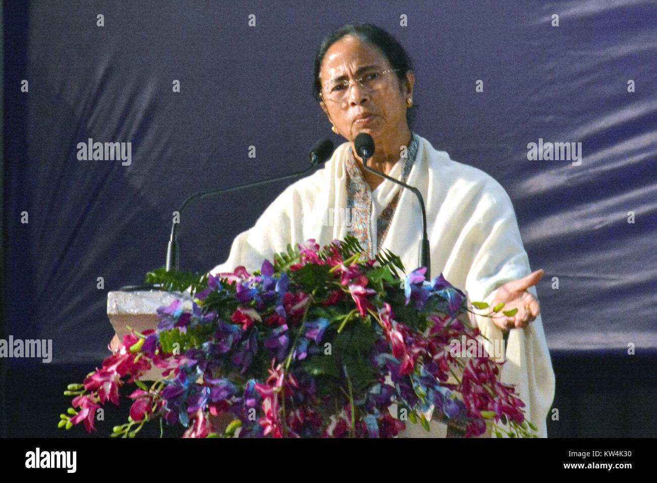 Kolkata, Indien. 29 Dez, 2017. Chief Minister Mamata Banerjee Adresse während der indischen Geschichte Kongress in Kalkutta. West Bengal Chief Minister Mamata Banerjee nimmt Teil an der indischen Geschichte Kongress im Dezember 29, 2017 i n Kolkata. Credit: Saikat Paul/Pacific Press/Alamy leben Nachrichten Stockfoto