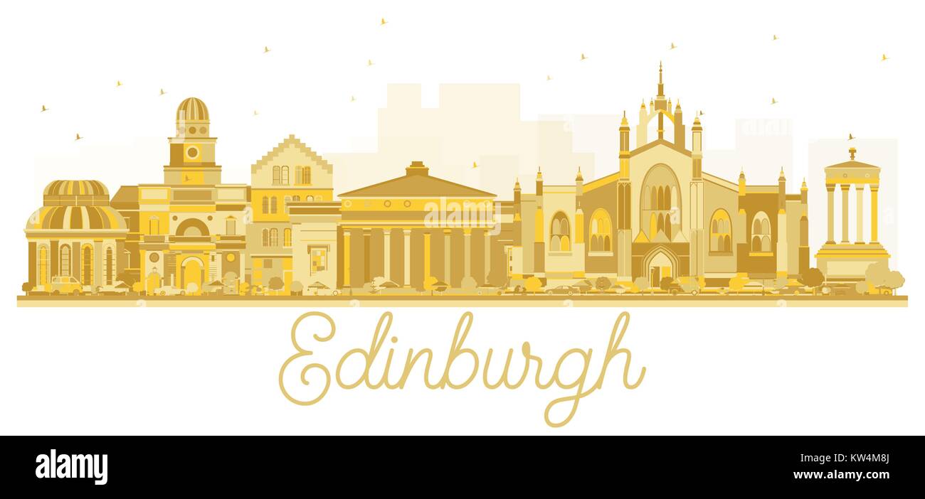 Edinburgh Schottland Skyline der Stadt goldene Silhouette. Vector Illustration. Einfache flache Konzept für Tourismus Präsentation, Banner, Plakat oder auf der Website Stock Vektor