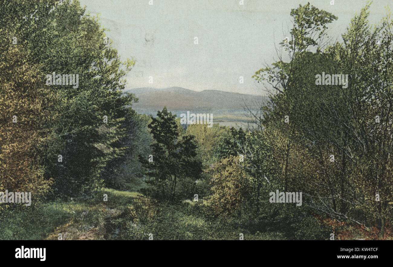 Postkarte der Landschaft bei Child's Tavern, Wilmington, Vermont, 1914. Von der New York Public Library. Stockfoto