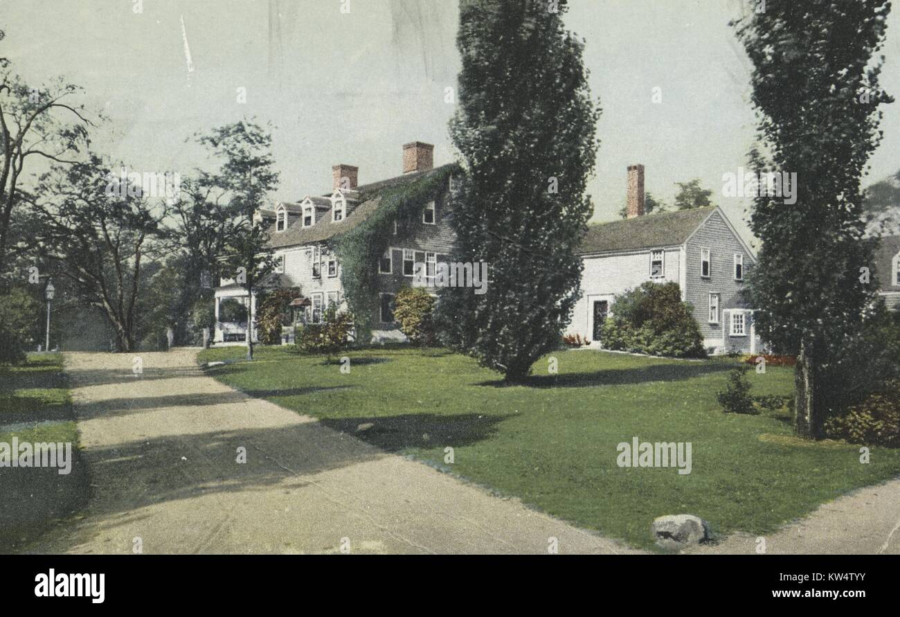 Postkarte von Longfellow's Wayside Inn in South Sudbury, Massachusetts, 1914. Von der New York Public Library. Stockfoto