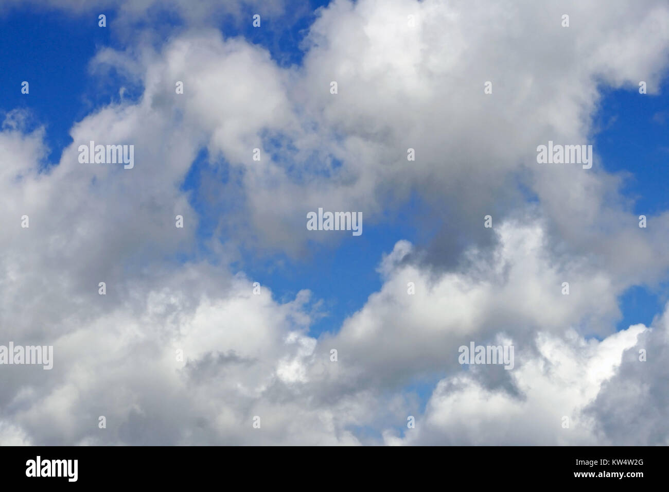 Flauschigen weißen Wolken in einem strahlend blauen Himmel Stockfoto
