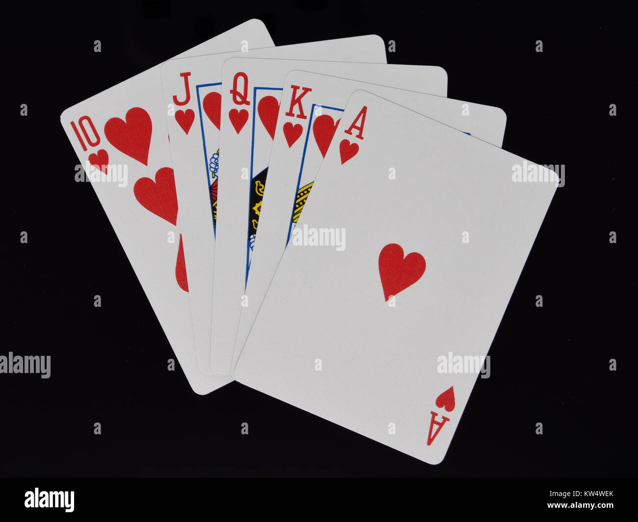 Ein Royal Flush Hand in Poker card game Stockfoto