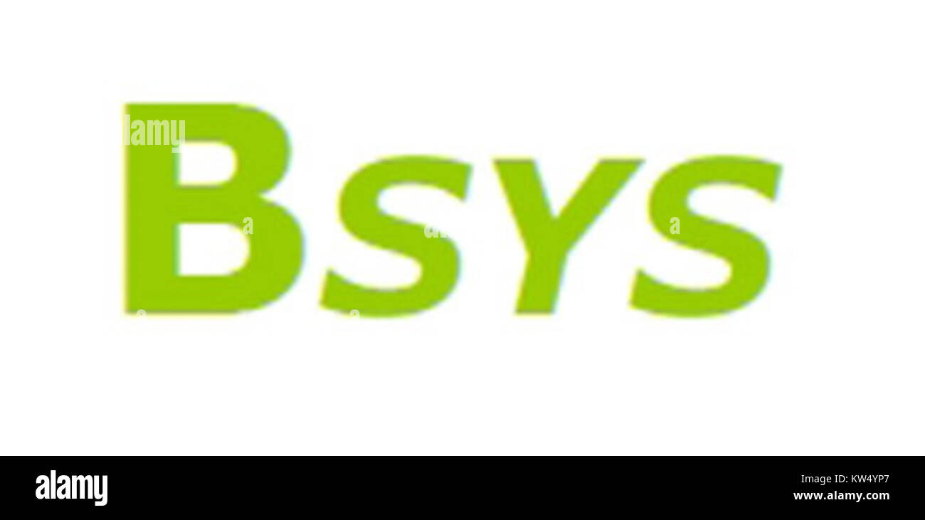 Das Logo der BSYS FACEA GROUP 2000 repräsentiert eine Unternehmensgruppe oder ein Unternehmen, das sich wahrscheinlich im gewerblichen oder industriellen Bereich befindet und sich auf Corporate Branding und Corporate Identity konzentriert. Stockfoto