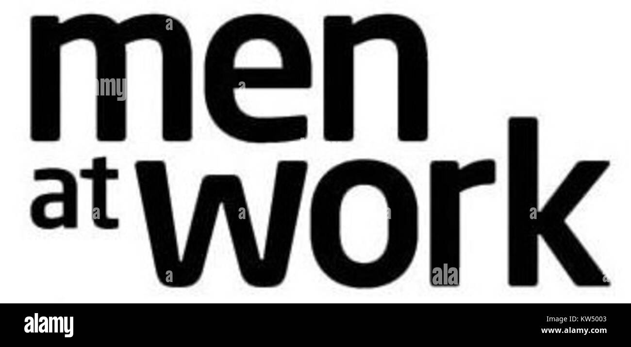 Das Men at Work Logo ist mit der beliebten australischen Rockband verbunden, die 1979 gegründet wurde. Bekannt für ihren unverwechselbaren Sound erlangte die Band in den 1980er Jahren internationalen Bekanntheitsgrad, insbesondere mit Hits wie „Down Under“. Stockfoto