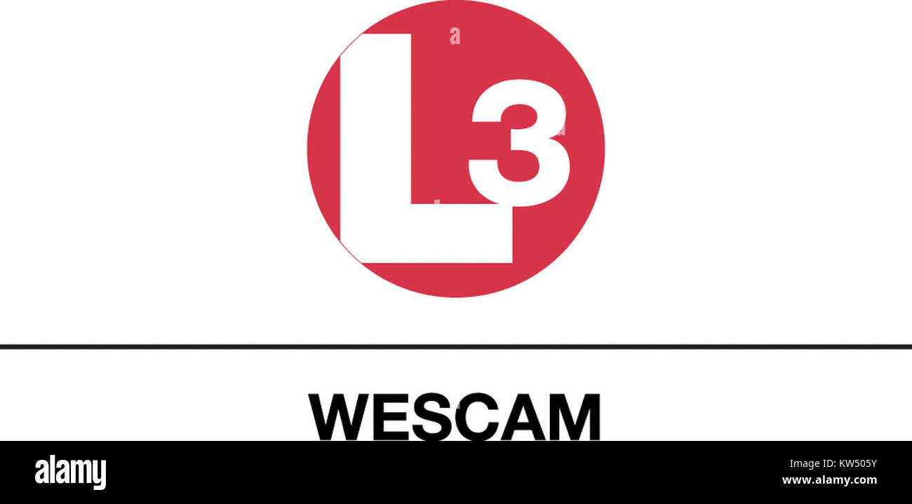 Das L3 Wescam Logo steht für einen führenden Hersteller von Bildgebungssystemen und Überwachungstechnologie. Es steht für modernste Technologie im Bereich Sicherheit und Verteidigung. Stockfoto