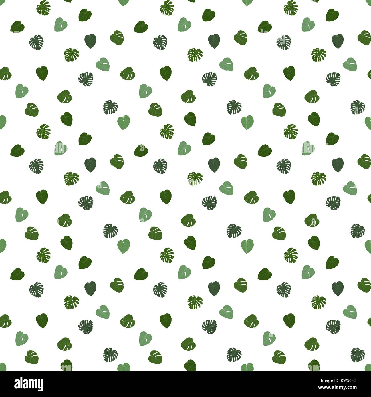 Bunte naturalistischen grüne Blätter am Zweig. Nahtlose Muster. Vector Illustration. Stock Vektor