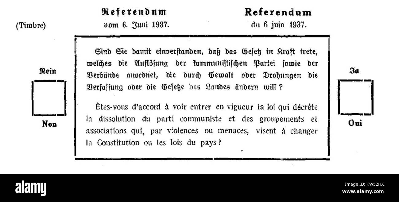 Das Referendum vom 6. Juni 1937 in Spanien war ein bedeutender Moment im Spanischen Bürgerkrieg, wo die Regierung eine Abstimmung forderte, um ihre Legitimität und Unterstützung in einer Zeit der nationalen Krise zu bestätigen. Stockfoto
