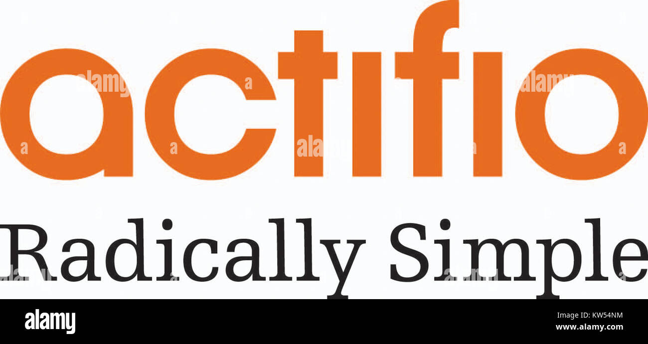 Das neue Actifio-Logo mit dem dazugehörigen Slogan stellt eine überarbeitete visuelle Identität für das Datenverwaltungsunternehmen dar. Actifio ist auf Cloud-Datendienste und Backup-Lösungen spezialisiert und bietet Unternehmen innovative Technologien für die digitale Transformation. Stockfoto