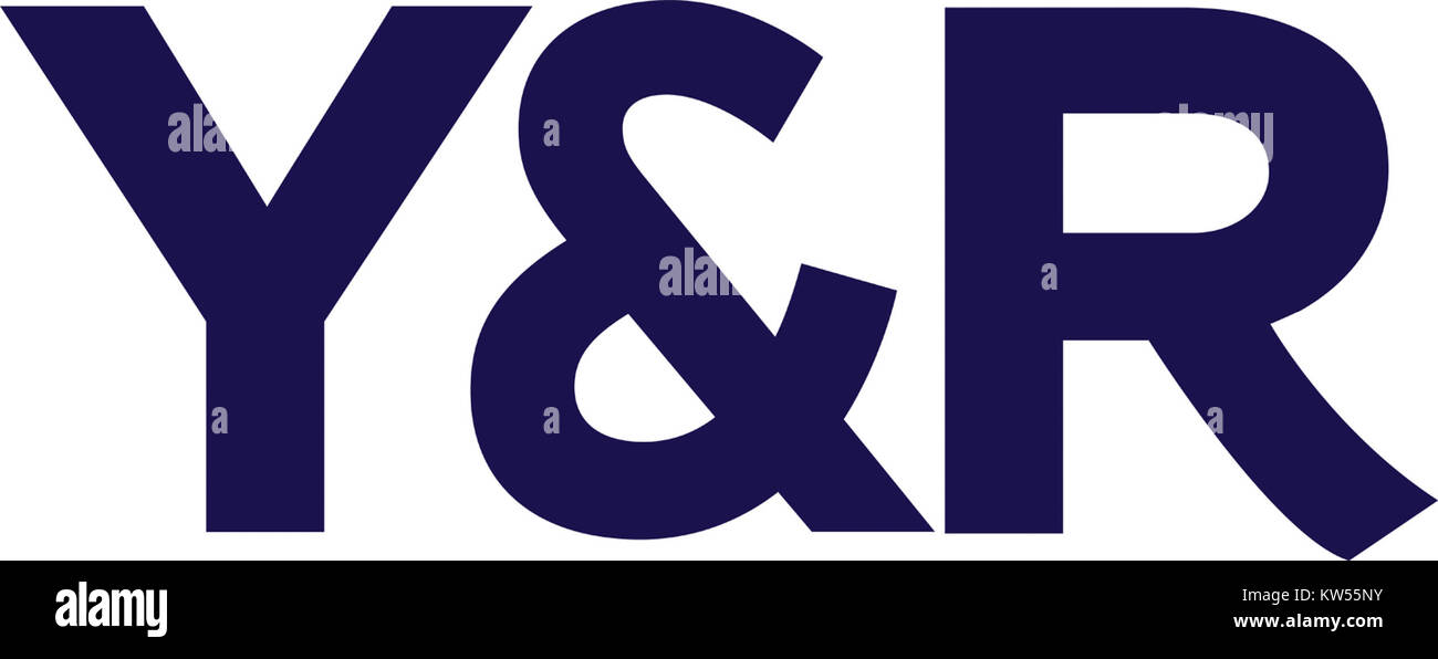 Das Y&R-Logo steht für das Branding von Young & Rubicam, einer großen globalen Werbeagentur, die für ihre innovativen Marketingstrategien und das Corporate Branding bekannt ist. Stockfoto