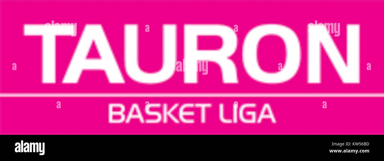 Das Logo der Tauron Basket Liga repräsentiert die beste Basketballliga in Polen. In der Liga treten Top-Teams und Athleten an verschiedenen Wettbewerben im ganzen Land an. Stockfoto