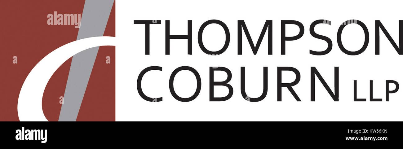 Thompson Coburn ist eine Rechtsanwaltskanzlei, deren Logo die Identität und die professionellen Dienstleistungen der Firmâ in der Rechtsbranche repräsentiert. Stockfoto