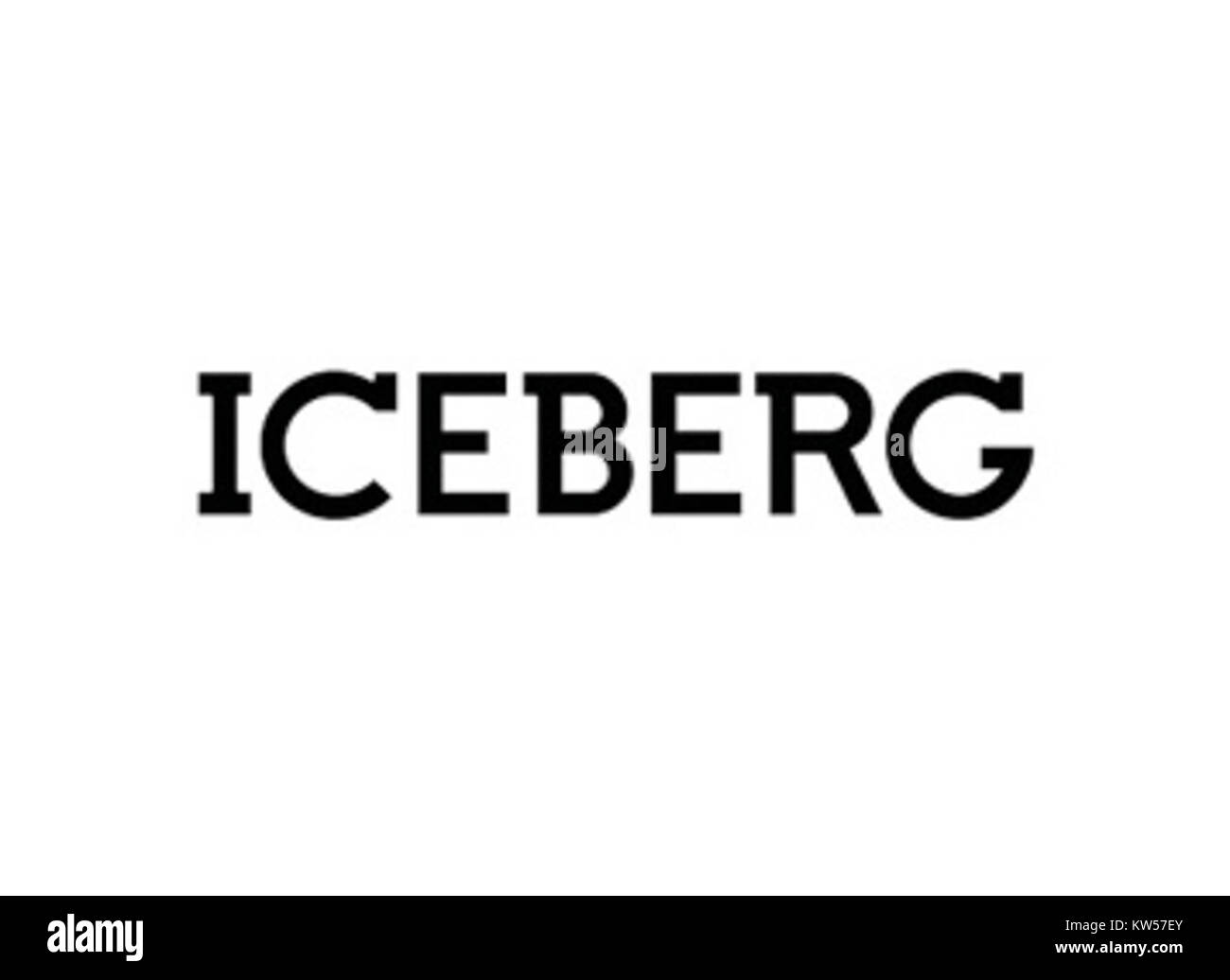 Das Logo von Iceberg Fashion House, einer bekannten italienischen Modemarke, die für ihre modernen Designs und ihr auffälliges Branding bekannt ist. Stockfoto