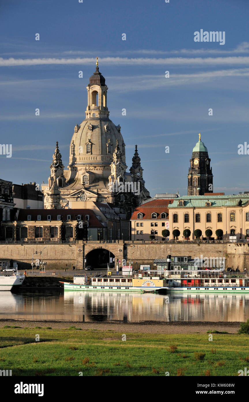 Frauenkirche und Rathausturm, Dresden, Frauenkirche und Rathausturm Stockfoto