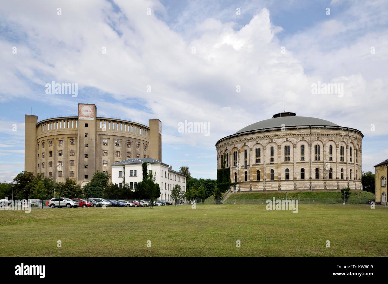 Gasometer jetzt Asisi Panometer Dresden, ehemaliges Gasometer jetzt Asisi Panometer Stockfoto