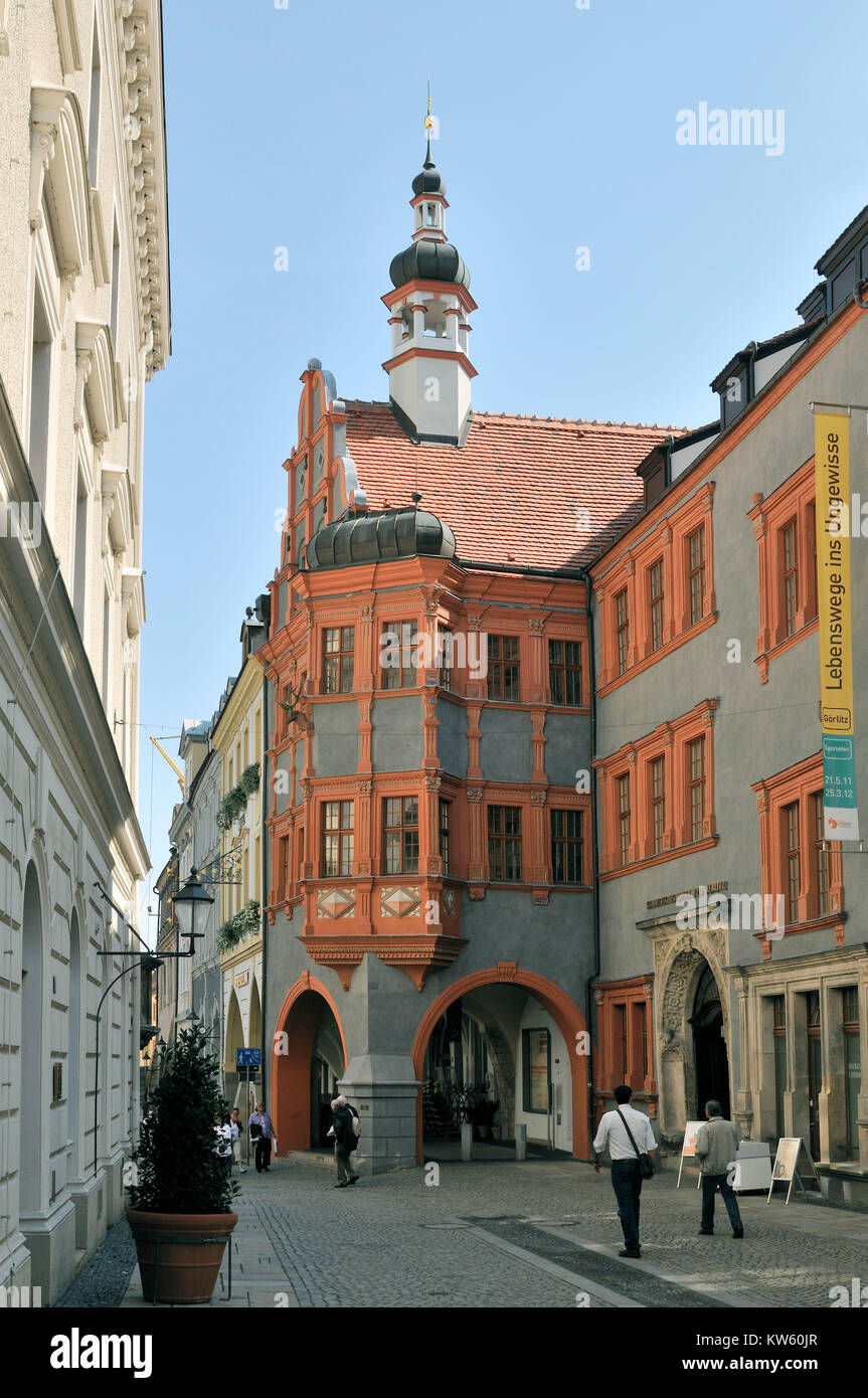 Schönes Gericht die älteste deutsche Renaissance Town House, Görlitzer Altstadt, das aelteste deutsche Renaissancebuergerhaus Schoenhof, Görlitzer Altstadt Stockfoto