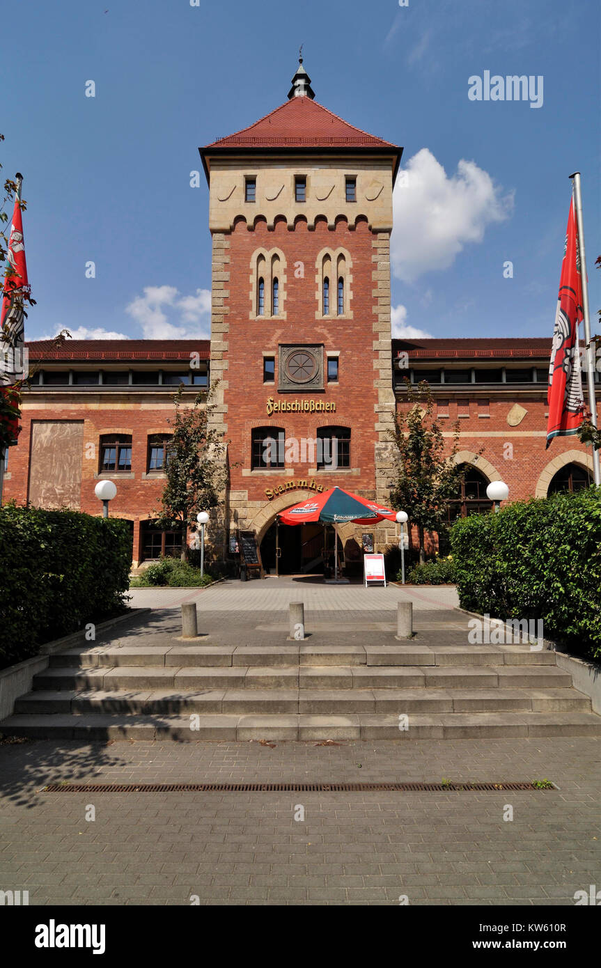 Traditionelles Restaurant und Feld Muttergesellschaft kleine Schloss Brauerei, Dresden, Traditionsgaststaette und Stammhaus Feldschloesschenbrauerei Stockfoto