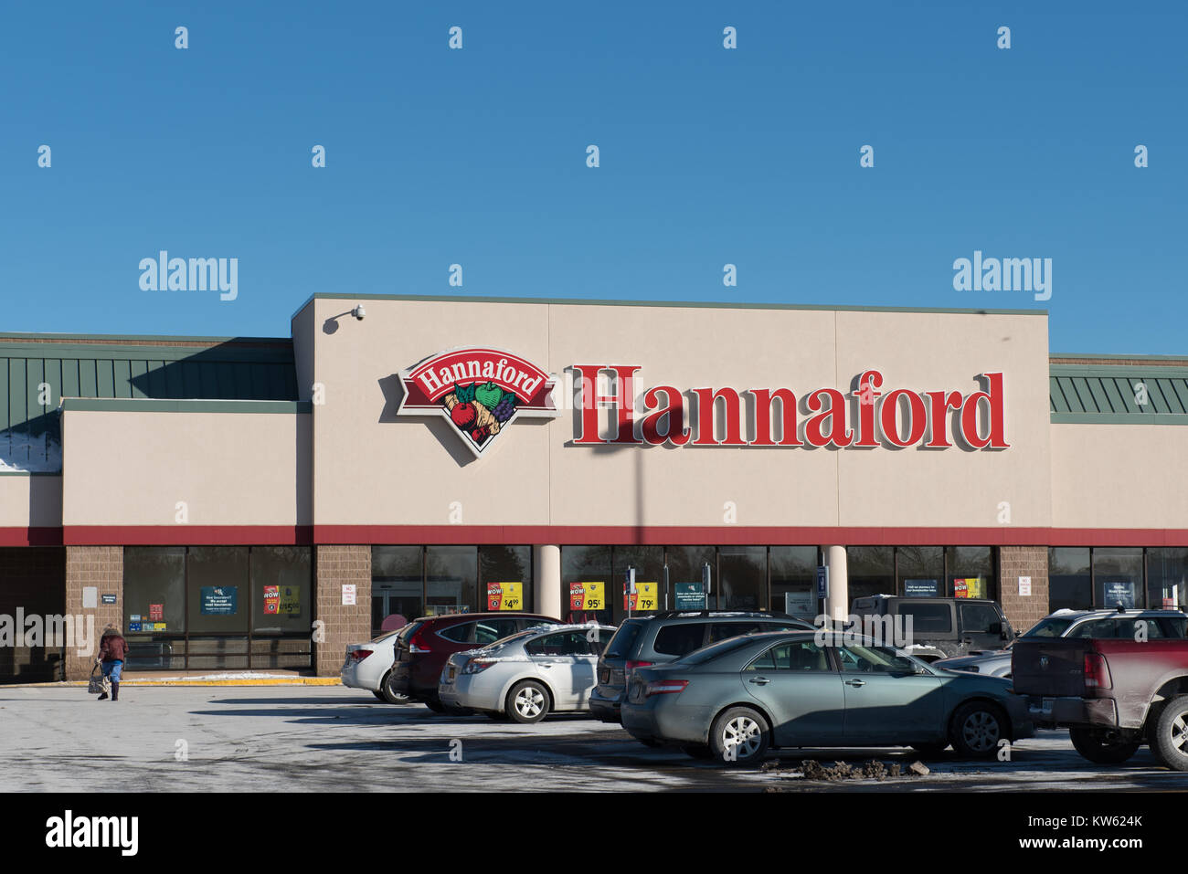 Ein hannaford Supermarket Stores in Gloversville, NY, USA, Teil einer Kette von Läden in den Nordosten der Vereinigten Staaten. Stockfoto