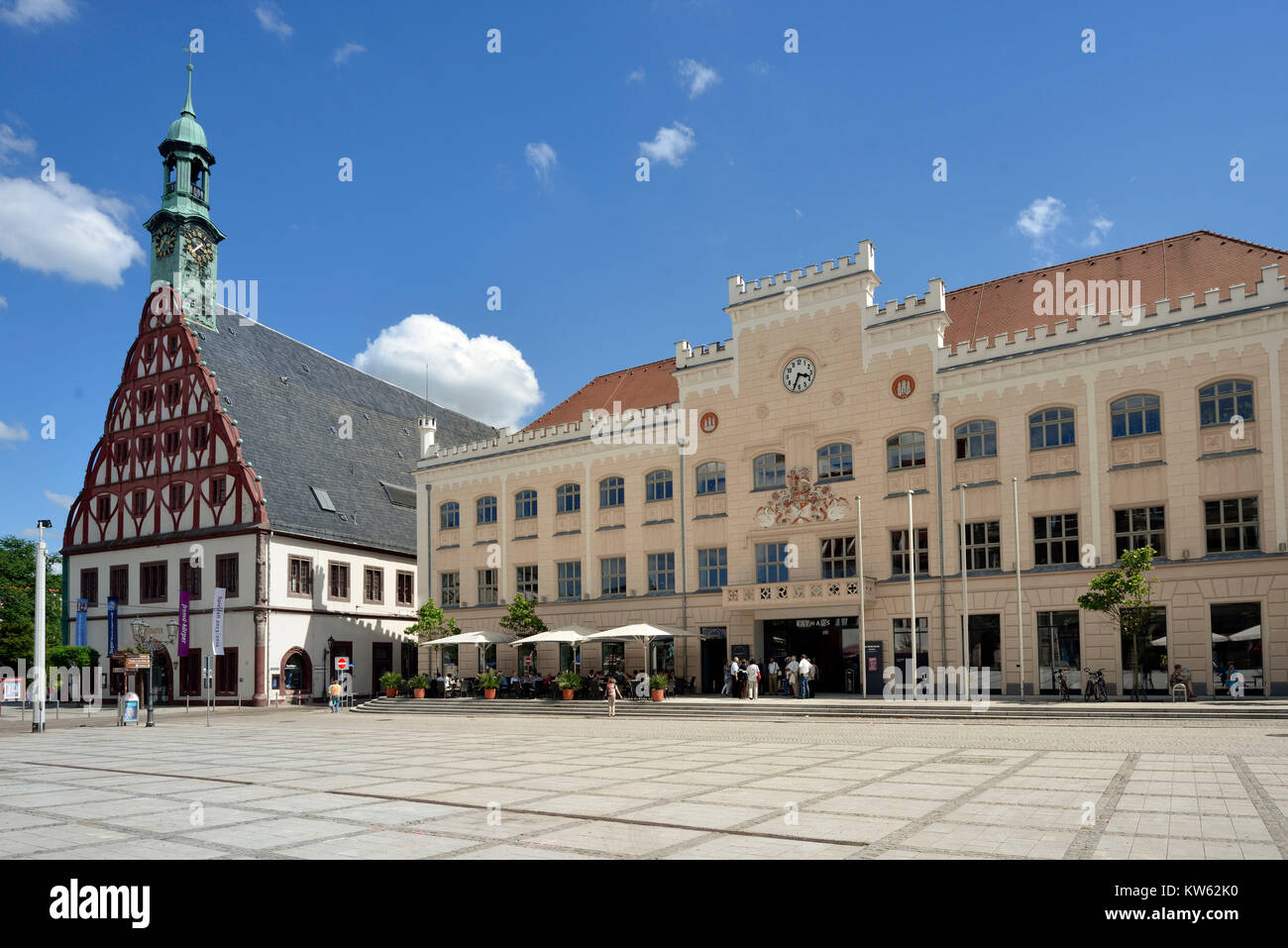 Sachsen, Zwickau, Rathaus und Theater im Gewand Haus in der Zentrale Markt, Sachsen, Rathaus und Theater am Hauptmarkt im Gewandhaus Stockfoto